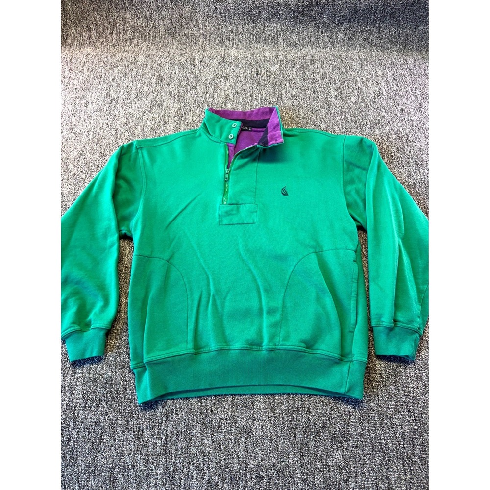 Vintage Nautica Sweatshirt Mens Large Green Long Sleeve Retro 90s Funnel Neck